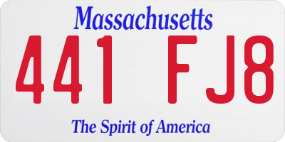 MA license plate 441FJ8
