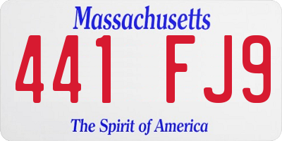 MA license plate 441FJ9