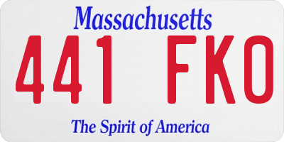 MA license plate 441FK0