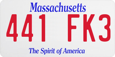 MA license plate 441FK3