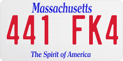 MA license plate 441FK4