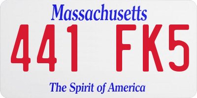 MA license plate 441FK5