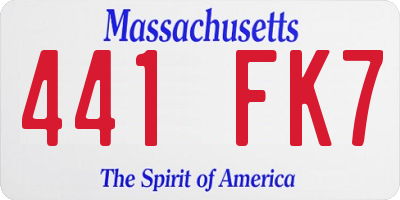 MA license plate 441FK7