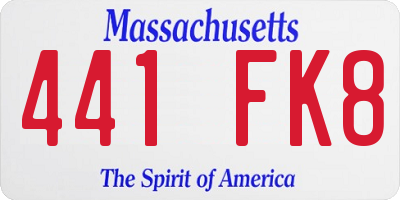 MA license plate 441FK8
