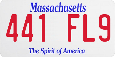 MA license plate 441FL9