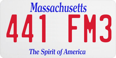 MA license plate 441FM3