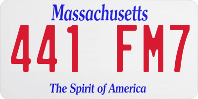 MA license plate 441FM7