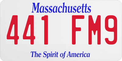 MA license plate 441FM9