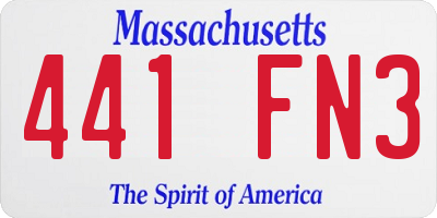 MA license plate 441FN3