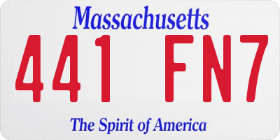 MA license plate 441FN7