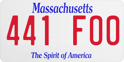 MA license plate 441FO0