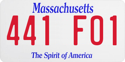 MA license plate 441FO1
