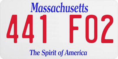 MA license plate 441FO2