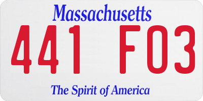 MA license plate 441FO3