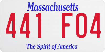 MA license plate 441FO4