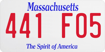 MA license plate 441FO5