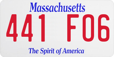 MA license plate 441FO6