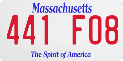 MA license plate 441FO8