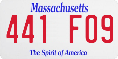 MA license plate 441FO9