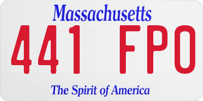MA license plate 441FP0