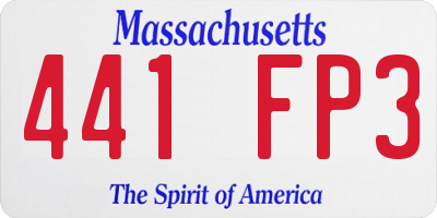 MA license plate 441FP3