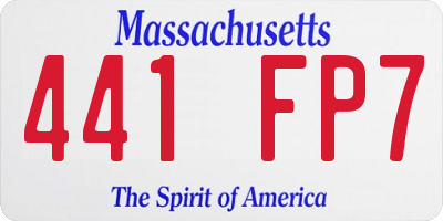 MA license plate 441FP7