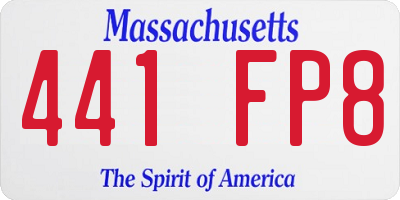 MA license plate 441FP8