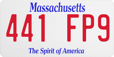 MA license plate 441FP9