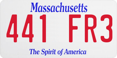 MA license plate 441FR3