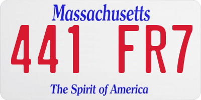 MA license plate 441FR7