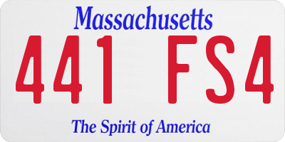 MA license plate 441FS4