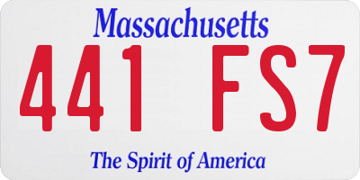 MA license plate 441FS7