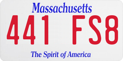 MA license plate 441FS8
