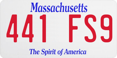 MA license plate 441FS9