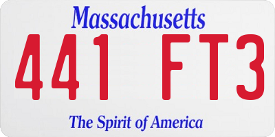 MA license plate 441FT3