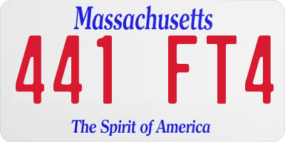 MA license plate 441FT4
