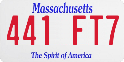 MA license plate 441FT7