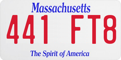 MA license plate 441FT8