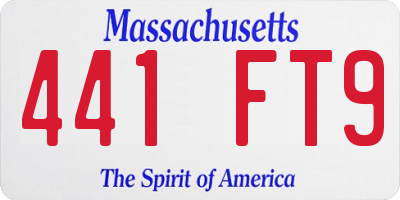 MA license plate 441FT9