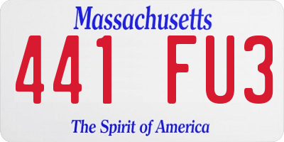 MA license plate 441FU3