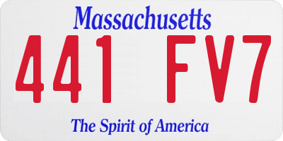 MA license plate 441FV7