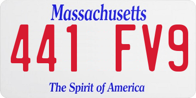 MA license plate 441FV9