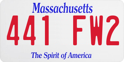 MA license plate 441FW2