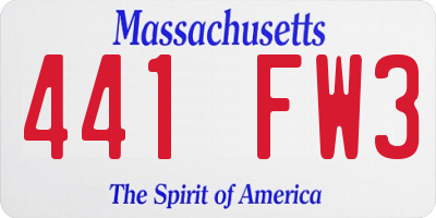 MA license plate 441FW3