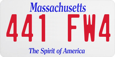 MA license plate 441FW4