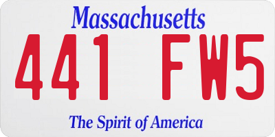 MA license plate 441FW5