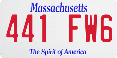 MA license plate 441FW6
