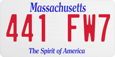 MA license plate 441FW7