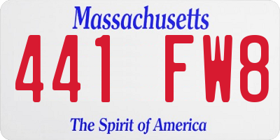 MA license plate 441FW8