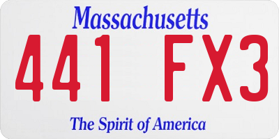 MA license plate 441FX3